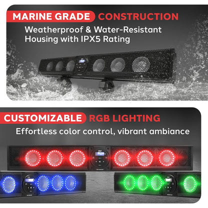 Wireless Bluetooth Sound Bar Speaker Sys 36"
