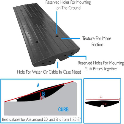 Driveway Threshold Car Curb Ramps, 3-Pcs