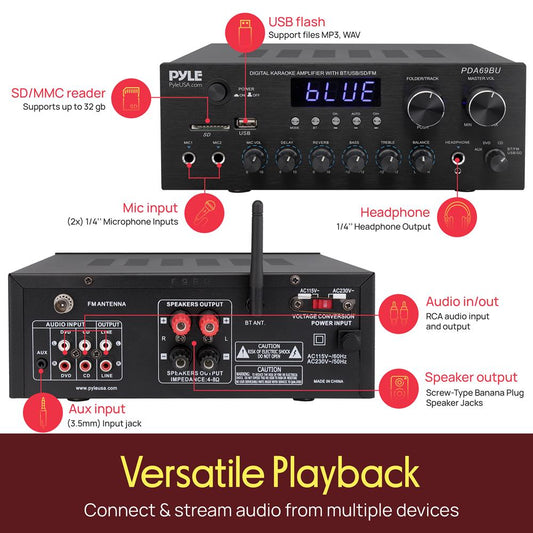Compact Home Theater Amplifier Stereo Re