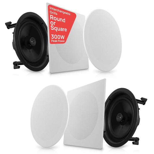 10.0'' Home In-Wall / Ceiling Speakers 300W Stereo Sound Polypropylene Cone
