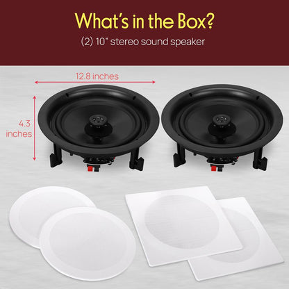 10.0'' Home In-Wall / Ceiling Speakers 300W Stereo Sound Polypropylene Cone