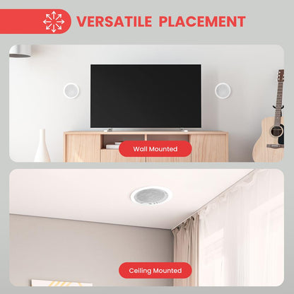 5.25'' Home In-Wall / Ceiling Speakers 150W Polypropylene Cone White