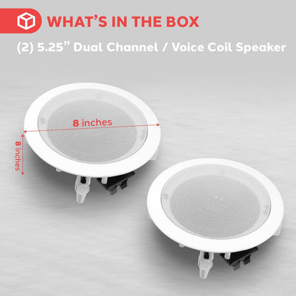 5.25'' Home In-Wall / Ceiling Speakers 150W Polypropylene Cone White