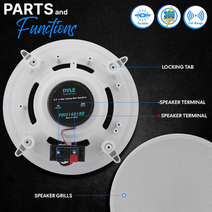 6.5'' Home In-Wall / Ceiling Speakers White 200W