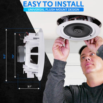 6.5'' Home In-Wall / Ceiling Speakers White 200W