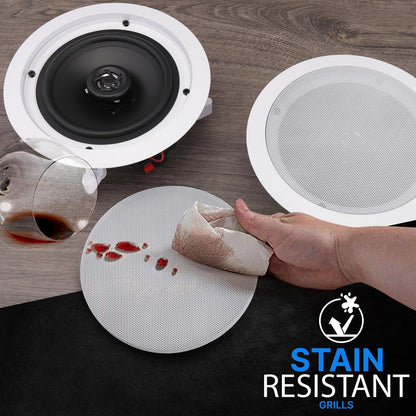 6.5'' Home In-Wall / Ceiling Speakers White 200W
