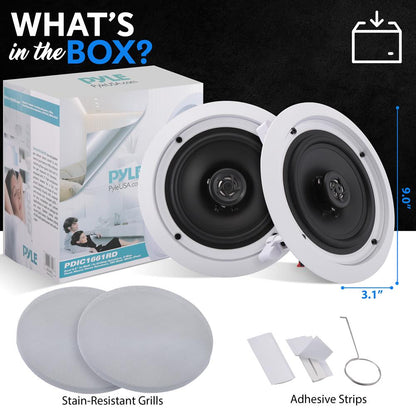 6.5'' Home In-Wall / Ceiling Speakers White 200W