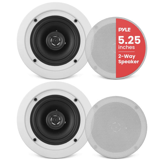 5.25'' Home In-Wall / Ceiling Speakers Flush Mount, 150W, White