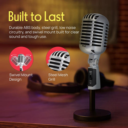 Classic Retro Vintage Microphone, Unidirectional - Silver