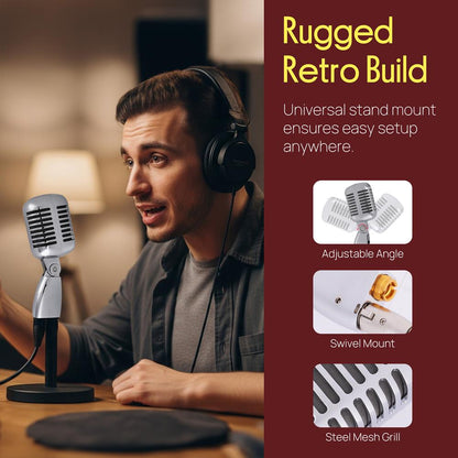 Classic Retro Vintage Microphone, Silver