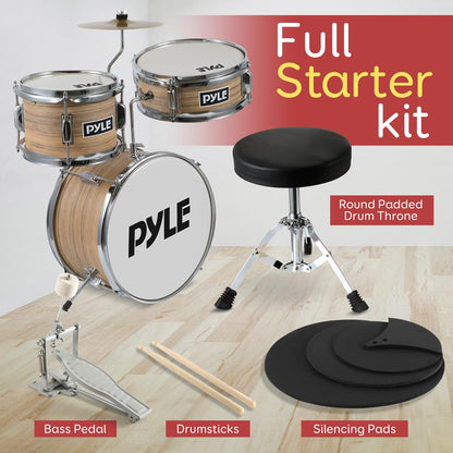 3-Pcs Kids/Junior Drum Set Natural