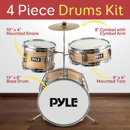 3-Pcs Kids/Junior Drum Set Natural