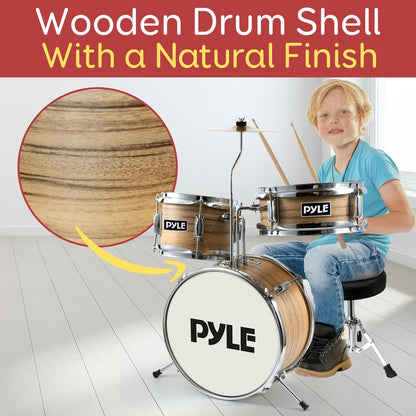 3-Pcs Kids/Junior Drum Set Natural
