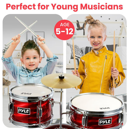 3-Pcs Kids/Junior Drum Set Red
