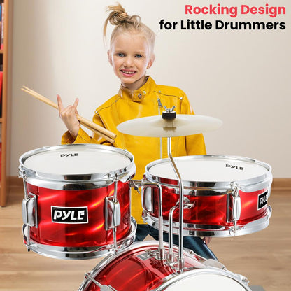 3-Pcs Kids/Junior Drum Set Red