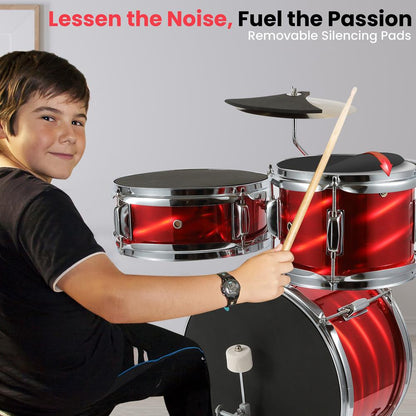 3-Pcs Kids/Junior Drum Set Red