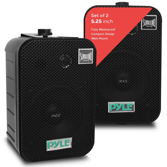 5.25" Indoor/Outdoor Wall Mount Speakers 200W Black