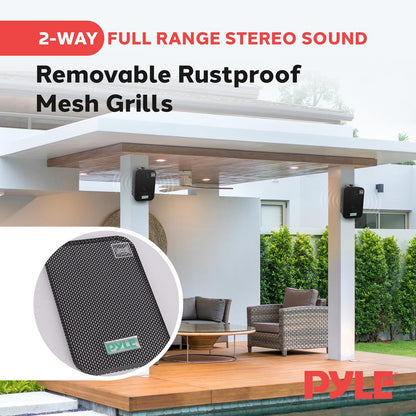 5.25" Indoor/Outdoor Wall Mount Speakers 200W Black