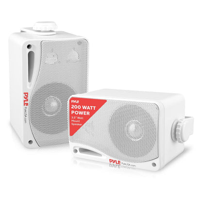 3.5'' Indoor/Outdoor Wall Mount Speakers 200W, 3-Way, White