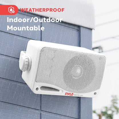 3.5'' Indoor/Outdoor Wall Mount Speakers 200W, 3-Way, White