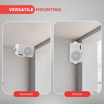3.5'' Indoor/Outdoor Wall Mount Speakers 200W, 3-Way, White