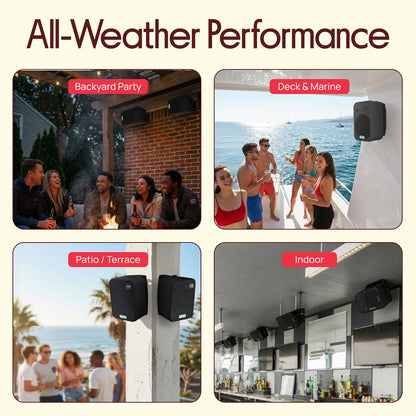 6.5'' Indoor/Outdoor Wall Mount Speakers 500W Black