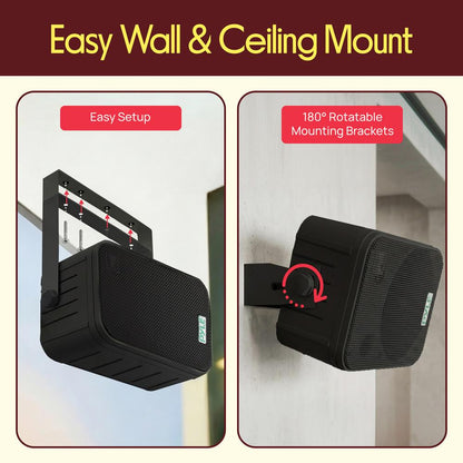 6.5'' Indoor/Outdoor Wall Mount Speakers 500W Black