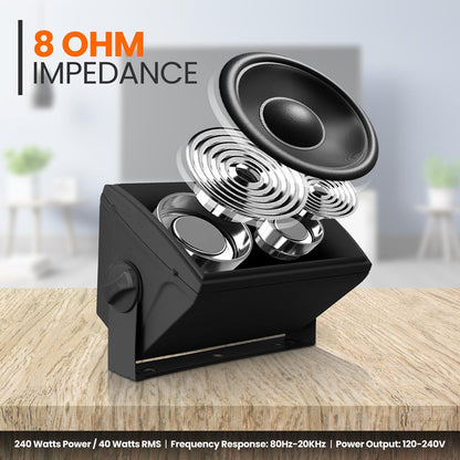5.25" Indoor/Outdoor Wall Mount Speakers Black