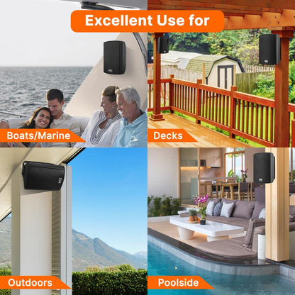 5.25" Indoor/Outdoor Wall Mount Speakers Black