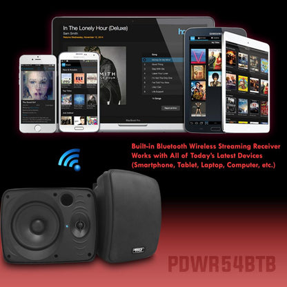5.25" Indoor/Outdoor Wall Mount Speakers 600W Black