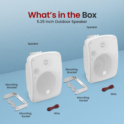 5.25" Indoor/Outdoor Wall Mount Speakers 600W White