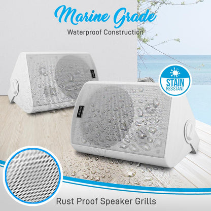 6.5'' Indoor/Outdoor Wall Mount Speakers White 2 Pack