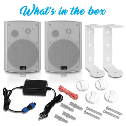 6.5'' Indoor/Outdoor Wall Mount Speakers White 2 Pack