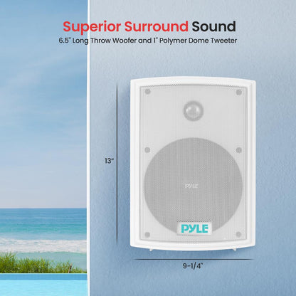6.5'' Indoor/Outdoor Wall Mount Speakers 350W White