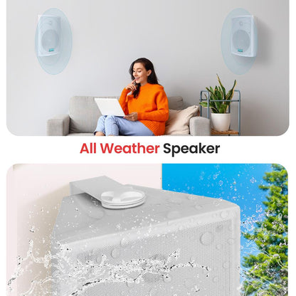 6.5'' Indoor/Outdoor Wall Mount Speakers 350W White