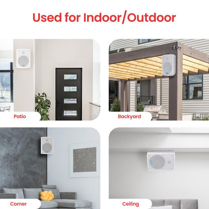 6.5'' Indoor/Outdoor Wall Mount Speakers 350W White