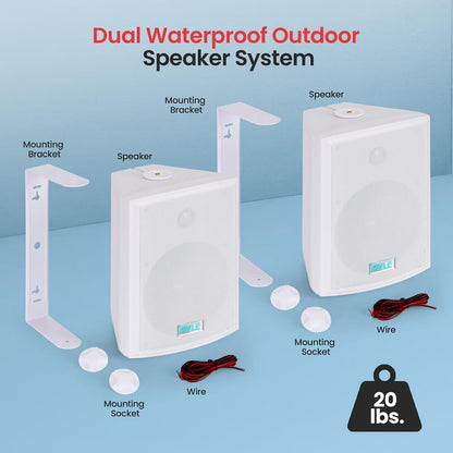 6.5'' Indoor/Outdoor Wall Mount Speakers 350W White