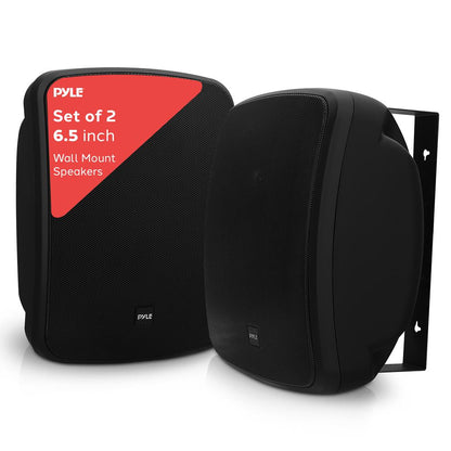 6.5'' Indoor/Outdoor Wall Mount Speakers Weatherproof Black