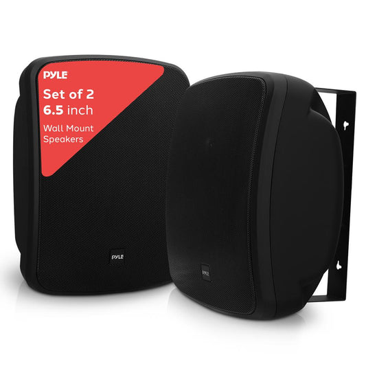 6.5'' Indoor/Outdoor Wall Mount Speakers Weatherproof Black