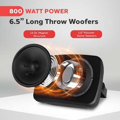 6.5'' Indoor/Outdoor Wall Mount Speakers Weatherproof Black