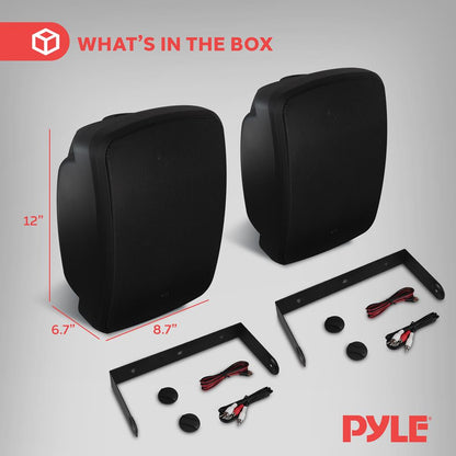 6.5'' Indoor/Outdoor Wall Mount Speakers Weatherproof Black