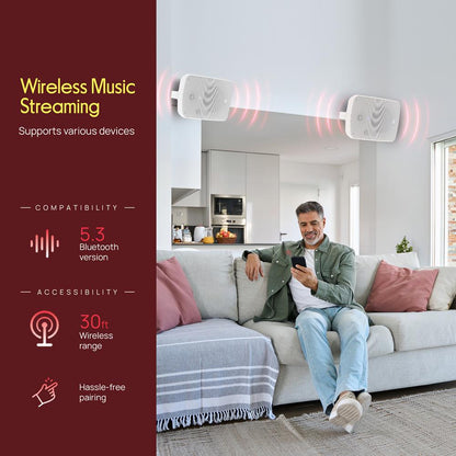 6.5'' Indoor/Outdoor Wall Mount Speakers 800W White