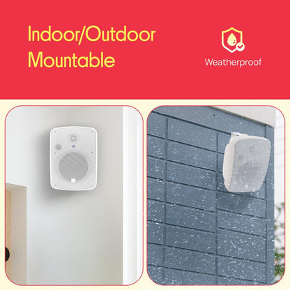 6.5'' Indoor/Outdoor Wall Mount Speakers 800W White