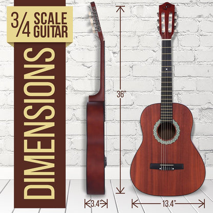 Classic Style 3/4 Scale Guitar Dark Wood