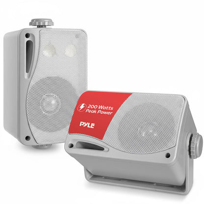 3.5'' Indoor/Outdoor Wall Mount Speakers 200W Aluminum Woofer Silver
