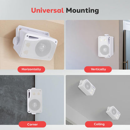 3.5'' Indoor/Outdoor Wall Mount Speakers 200W Aluminum Woofer White
