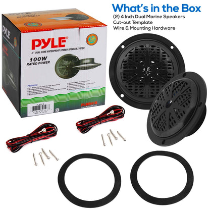 4'' Waterproof Stereo Speaker System Black