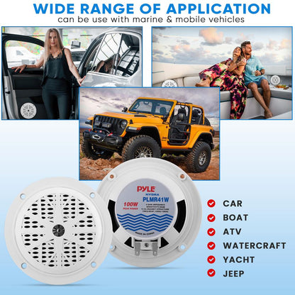 4'' Waterproof Stereo Speaker System White
