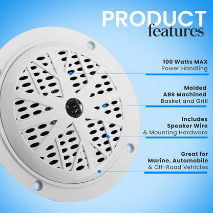 4'' Waterproof Stereo Speaker System White