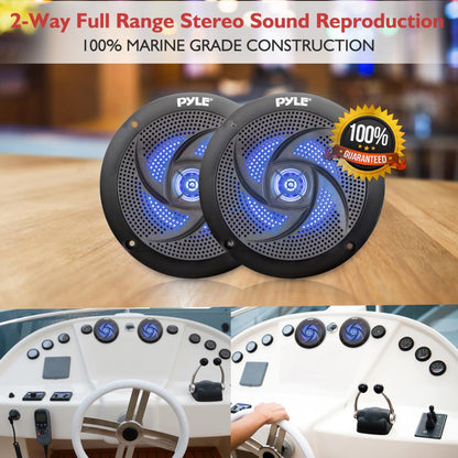 4'' Low-Profile Marine LED Speakers Black